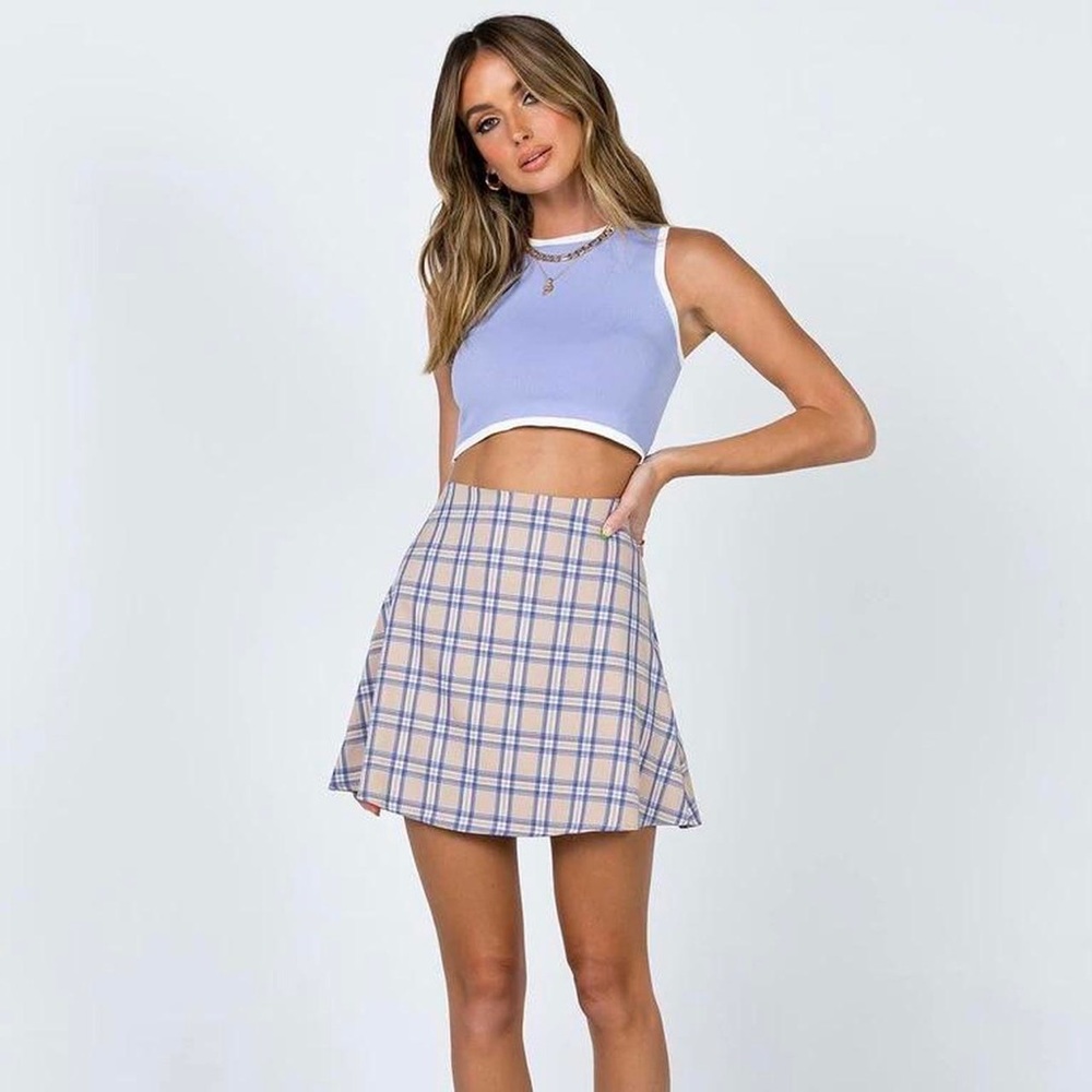Princess Polly Blue Plaid Skirt